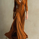 ELISA | Robe en velours avec col chemise