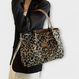 BENITA LEOPARD CANVAS TOTE HANDBAG