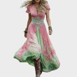 Charlotte - Floral Midi Dress with Fluid Drape