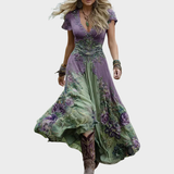 Charlotte - Floral Midi Dress with Fluid Drape