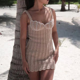 Sahara Pearl Crochet Mini Dress