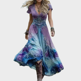 Charlotte - Floral Midi Dress with Fluid Drape