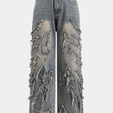 Juno Distressed Wide-Leg Jeans