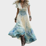 Charlotte - Floral Midi Dress with Fluid Drape