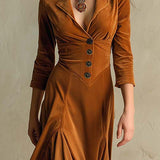 ELISA | Robe en velours avec col chemise