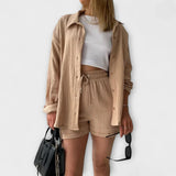VANESSA 2-PIECE BUTTON UP AND SHORTS SET