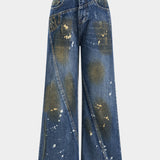 Sable Paint-Splattered Wide-Leg Jeans