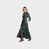EMMA | Long Checkered Coat with Revers