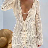 Isla Cove Crochet Button Mini Dress
