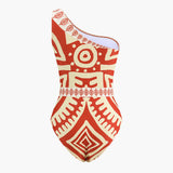Santorini Sunset One-Shoulder Swimsuit