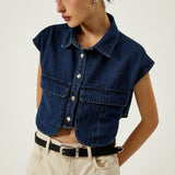 Harper Denim Cropped Shirt