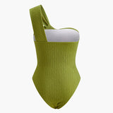 Verdant Elegance One-Shoulder Swimsuit