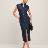 Sienna Denim Button-Down Midi Dress