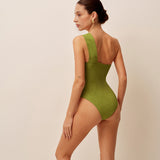 Verdant Elegance One-Shoulder Swimsuit