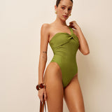 Verdant Elegance One-Shoulder Swimsuit
