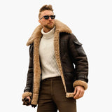 Men's Aviator Jacket with Synthetic Sheepskin Collar
