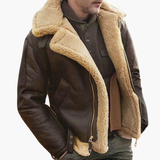 Men's aviator jacket with faux shearling collar and zipper closure