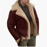 Men's aviator jacket with faux shearling collar and zipper closure