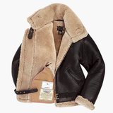 Men's aviator jacket with faux shearling collar and zipper closure