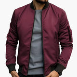 Men's bomber jacket with ribbed collar and zip closure