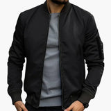 Men's bomber jacket with ribbed collar and zip closure