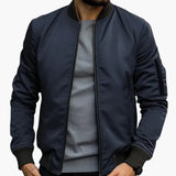 Men's bomber jacket with ribbed collar and zip closure