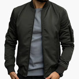 Men's bomber jacket with ribbed collar and zip closure