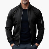 Men's bomber jacket with striped ribbed collar
