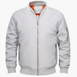 Men's bomber jacket with striped ribbed collar