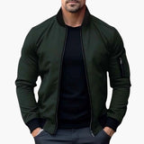 Men's bomber jacket with striped ribbed collar