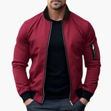 Men's bomber jacket with striped ribbed collar