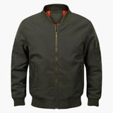 Men's bomber jacket with striped ribbed collar