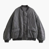 Quilted unisex bomber jacket with ribbed collar