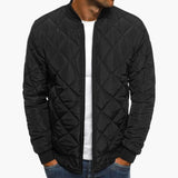 Men's Quilted Bomber with Zipper Closure and Collar