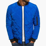 Men's Quilted Bomber with Zipper Closure and Collar