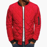 Men's Quilted Bomber with Zipper Closure and Collar