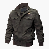 Men's Military Bomber with Zip and Multiple Pockets