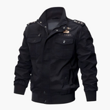 Men's Military Bomber with Zip and Multiple Pockets