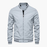 Men's Bomber Jacket with Zipper Closure and Collar