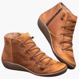Men's ankle boots with side zipper and lacing
