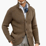Men's Cardigan with Stand-up Collar and Side Pockets