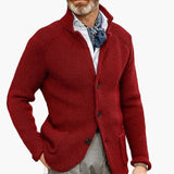 Men's Cardigan with Stand-up Collar and Side Pockets
