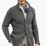Men's Cardigan with Stand-up Collar and Side Pockets