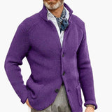 Men's Cardigan with Stand-up Collar and Side Pockets