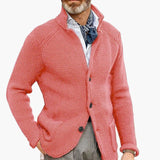 Men's Cardigan with Stand-up Collar and Side Pockets