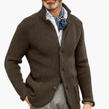 Men's Cardigan with Stand-up Collar and Side Pockets