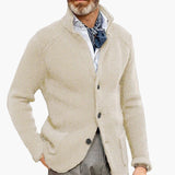 Men's Cardigan with Stand-up Collar and Side Pockets