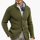 Men's Cardigan with Stand-up Collar and Side Pockets