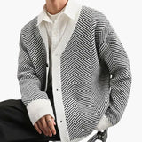 Men's knitted cardigan with V-neck collar