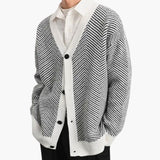 Men's knitted cardigan with V-neck collar